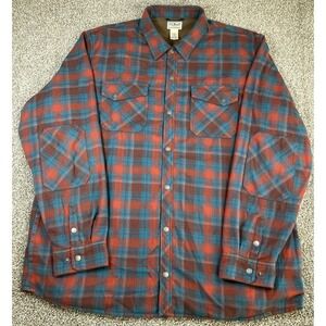 LL Bean Thermal Lined Shacket Men's XXL-Tall Shirt 506174 Orange Teal Pockets
